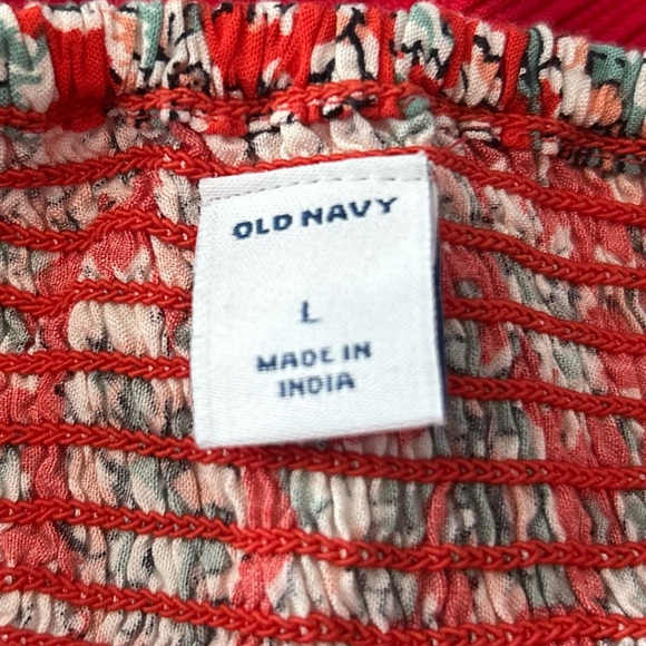 NWT Old Navy Maxi Dress, Orange with Seafoam Green and White pattern, size Large - Picture 6 of 9